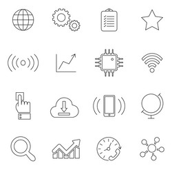 set of data analysis related technology line vector image