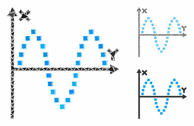 sinusoid plot composition icon rough items vector image