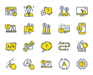 Ux line icons set of ab testing journey path map vector