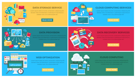 Data storage service and web optimization poster vector