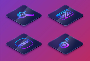 set isometric line search data analysis website vector image