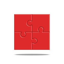 Assembled jigsaw puzzle from four sections square vector