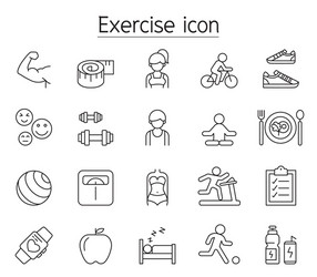 exercise icon set in thin line style vector image