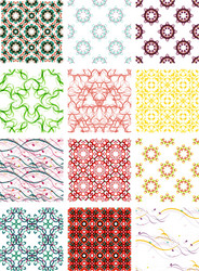 Set seamless geometric patterns - circles swirls vector