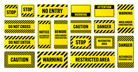 Warning danger signs attention banners Royalty Free Vector