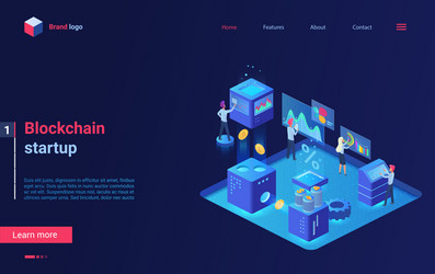 Blockchain cryptocurrency startup isometric vector