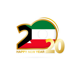 year 2020 with kuwait flag pattern happy new vector image