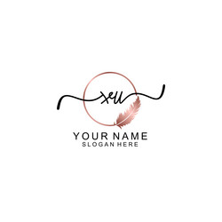 elegant xu initial logo with floral handwritten Vector Image