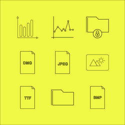 files and folders linear icon set simple outline vector image