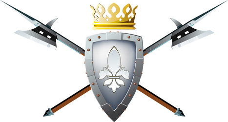 halberds shield and crown vector