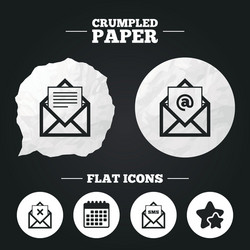 Mail envelope icons message document symbols vector