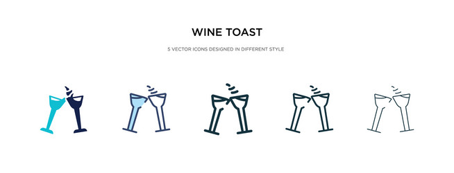 wine toast icon in different style two colored vector image