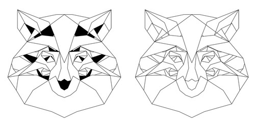 Front view of fox head triangular icon vector