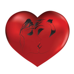 loved couple on red heart vector