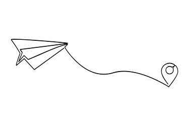 map pointer and paper plane - line art 01 02a vector image
