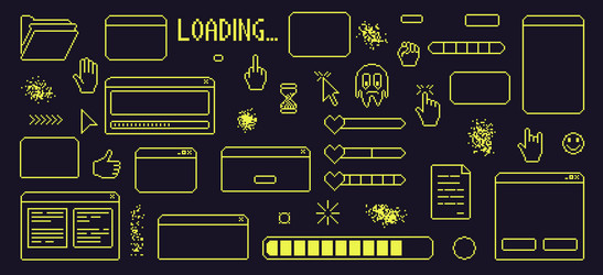 pixel art retro windows interface 8 bit text vector image