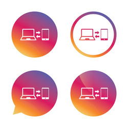 synchronization icon notebook with smartphone vector image