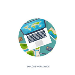 Travel and tourism flat style world earth map vector