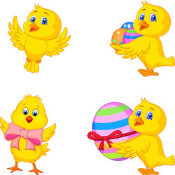Cartoon little rabbit with chick and easter egg Vector Image