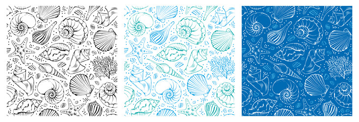 Seashell seamless pattern summer holiday marine Vector Image