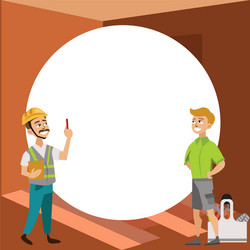 Two men examining room in house poster vector