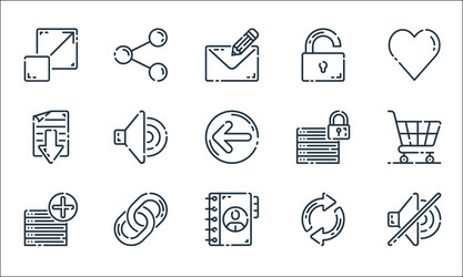 user interface line icons linear set quality vector image