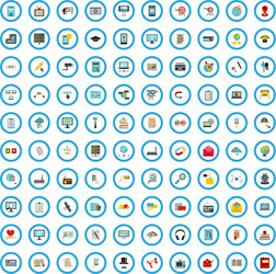 100 social networking icons set flat style vector