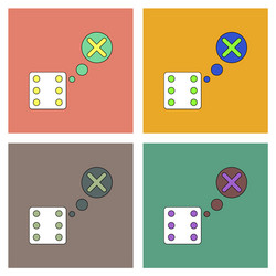 flat icon design collection dice and x mark vector image