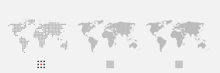 set dotted world maps in different resolution vector image