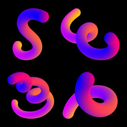 set of abstract fluid curve in different shape vector image