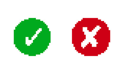 circle buttons of green check and red cross icon vector image