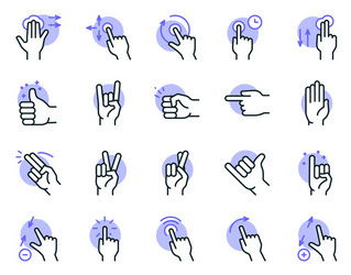 Gesture color linear icon set editable stroke vector