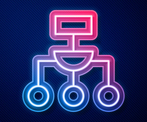glowing neon line algorithm icon isolated on blue vector image