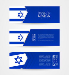 set three horizontal banners with flag vector