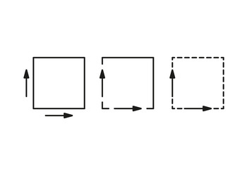 Square meter size area inside m2 icon set vector