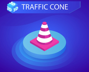 Traffic cone isometric design icon web 3d vector