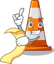 with menu the traffic cone character shape vector image
