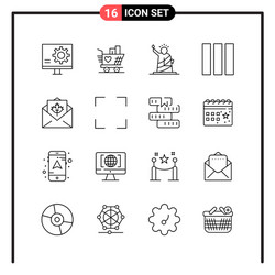 set 16 line style icons for web and mobile vector image