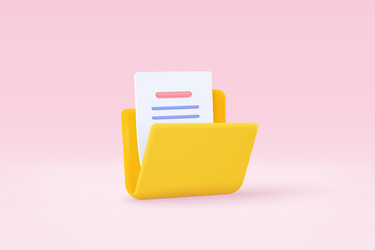 3d folder and paper for management file document vector image