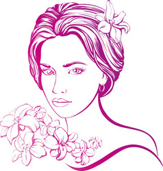 beautiful woman face hand drawn Vector Image