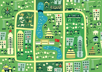 City map for children play mat Royalty Free Vector Image