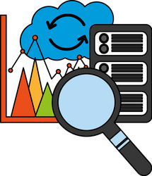 cloud computing with server and set icons vector image