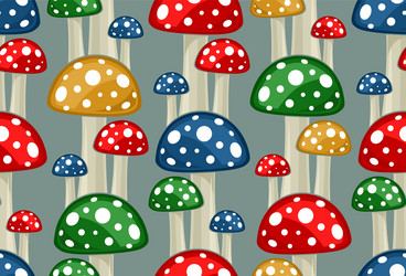 seamless background with color mushrooms vector image