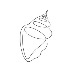 Spiral seashell in one continuous line drawing Vector Image