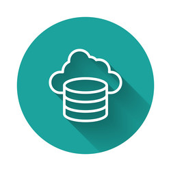 white line cloud database icon isolated with long vector image