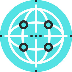 global network flat line web icon concept vector image
