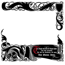 medieval style design frame drawn in knightly vector image