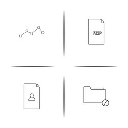 files and folders sign simple linear icons set vector image