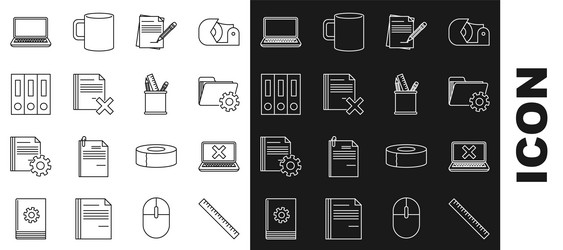 Set line ruler folder settings with gears blank vector