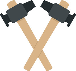 Crossed blacksmith hammer icon isolated vector